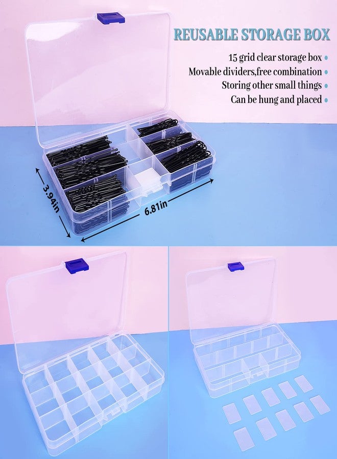 DySaLic 300Pcs U-Shaped Hair Pins Set for Women, Kids & Girls: 2.8IN, 2.4IN, 2IN Bobby Bun Pins with Storage Box, 2 Thick Seamless Hair Ties & 50 Elastic Hair Bands for All Hair Types, Black - Image 4